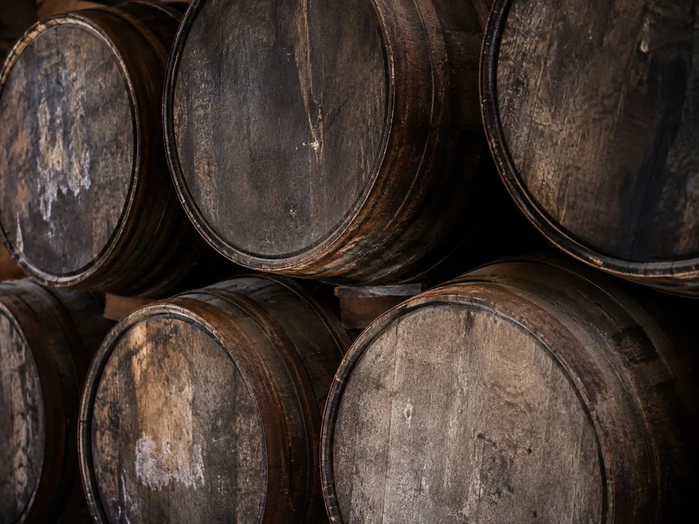 Barrels aging on the campus